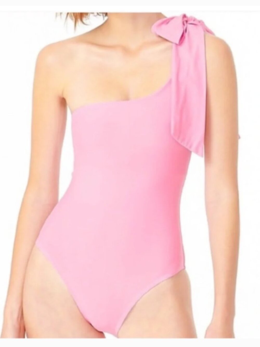 J. Crew One Shoulder Bow Tie Light Pink One Piece Swimsuit Size 8
